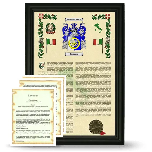 Carreras Framed Armorial History and Symbolism - Black