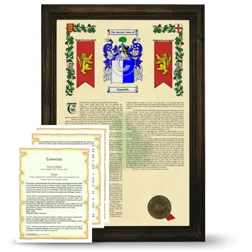 Carveth Framed Armorial History and Symbolism - Brown