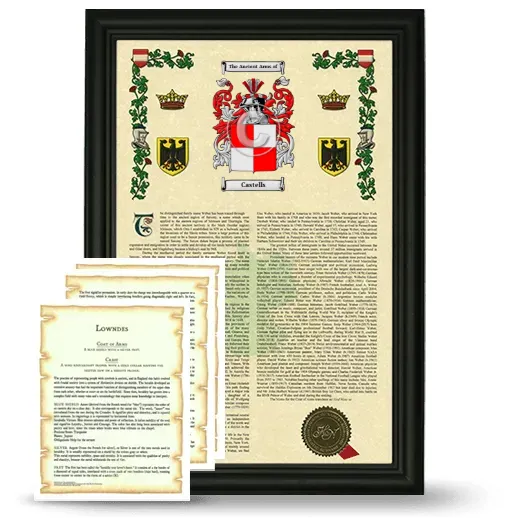Castells Framed Armorial History and Symbolism - Black
