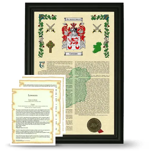 Cavanaw Framed Armorial History and Symbolism - Black