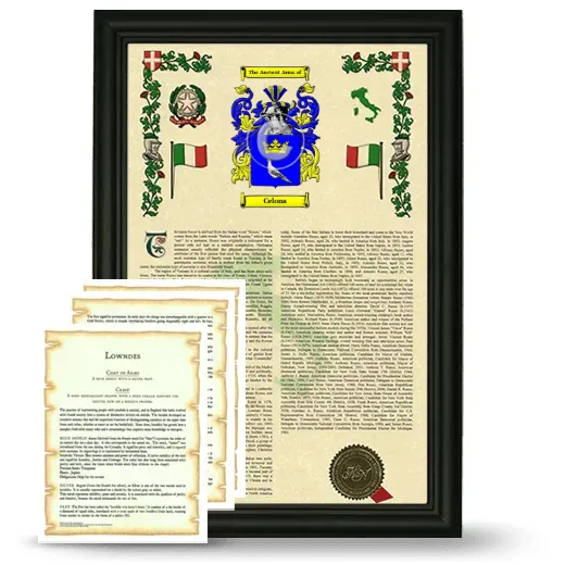 Celona Framed Armorial History and Symbolism - Black