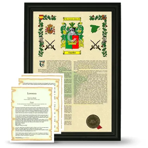 Cepedas Framed Armorial History and Symbolism - Black