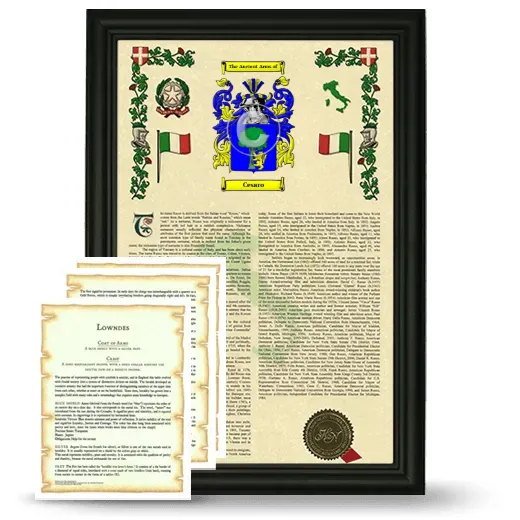 Cesaro Framed Armorial History and Symbolism - Black