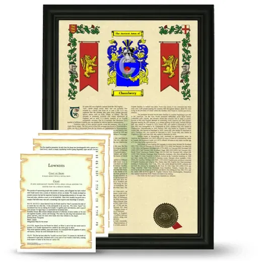 Chamberry Framed Armorial History and Symbolism - Black