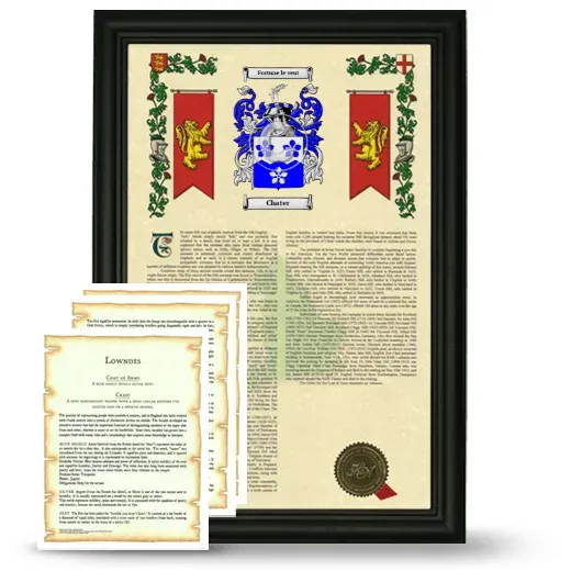 Chater Framed Armorial History and Symbolism - Black