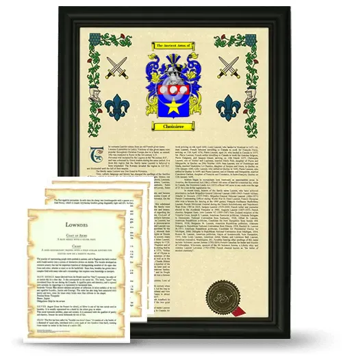 Choiniere Framed Armorial History and Symbolism - Black
