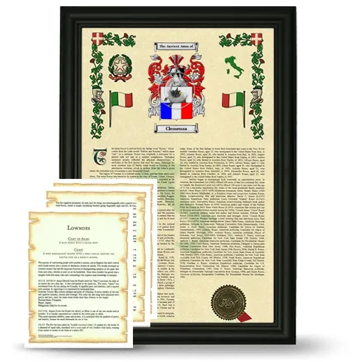 Clemenza Framed Armorial History and Symbolism - Black