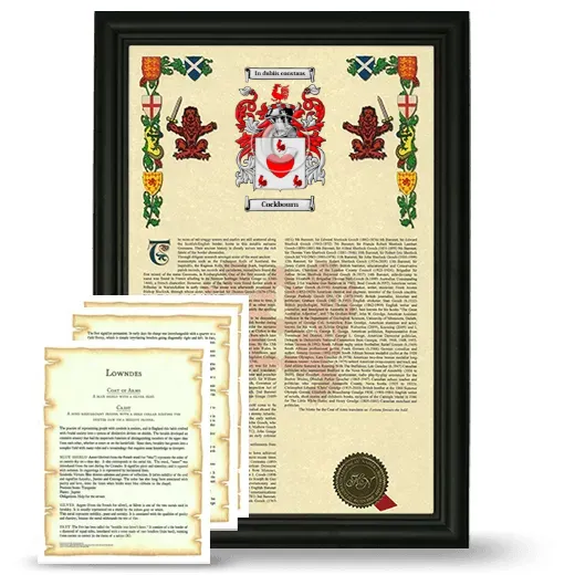 Cockbourn Framed Armorial History and Symbolism - Black