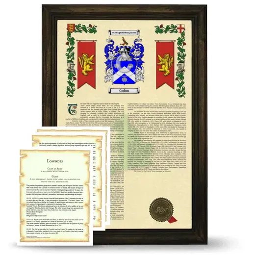 Codun Framed Armorial History and Symbolism - Brown