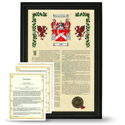 Coit Framed Armorial History and Symbolism - Black