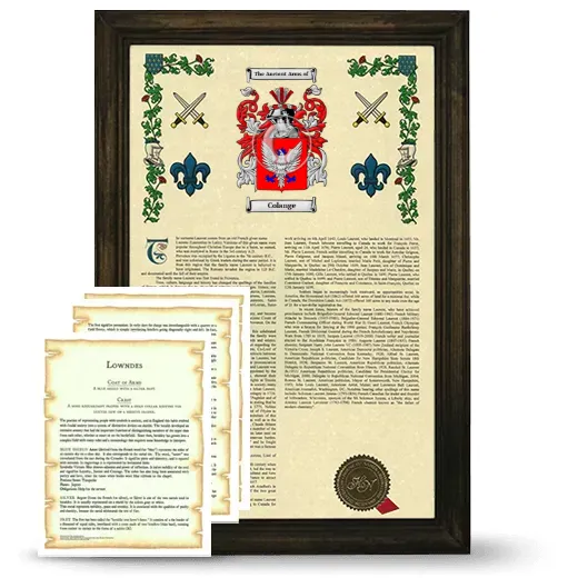 Colange Framed Armorial History and Symbolism - Brown