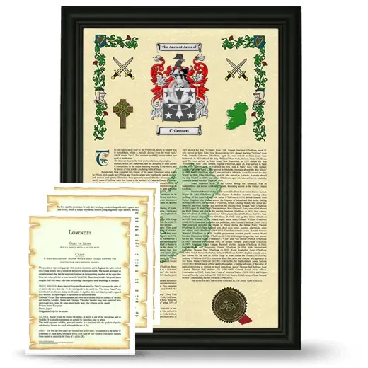 Colemen Framed Armorial History and Symbolism - Black