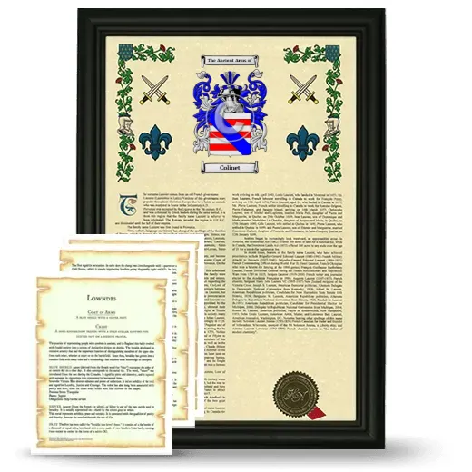 Colinet Framed Armorial History and Symbolism - Black