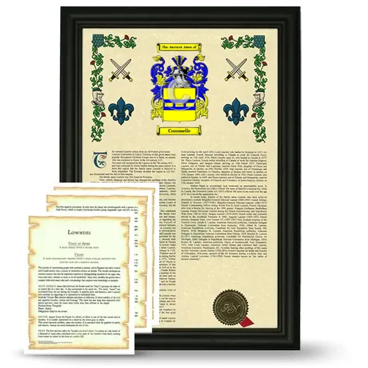 Commelle Framed Armorial History and Symbolism - Black