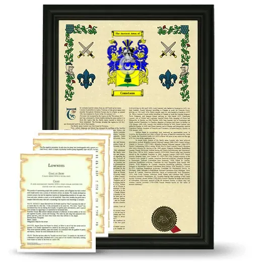 Constans Framed Armorial History and Symbolism - Black
