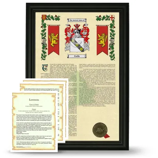 Corlis Framed Armorial History and Symbolism - Black