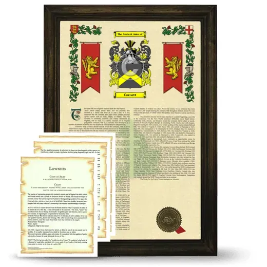 Cornett Framed Armorial History and Symbolism - Brown
