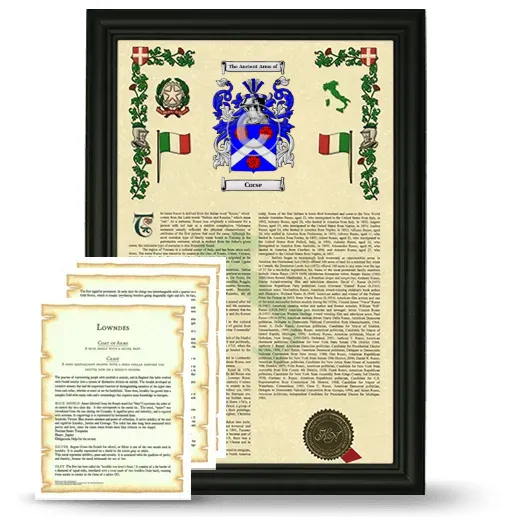 Corse Framed Armorial History and Symbolism - Black