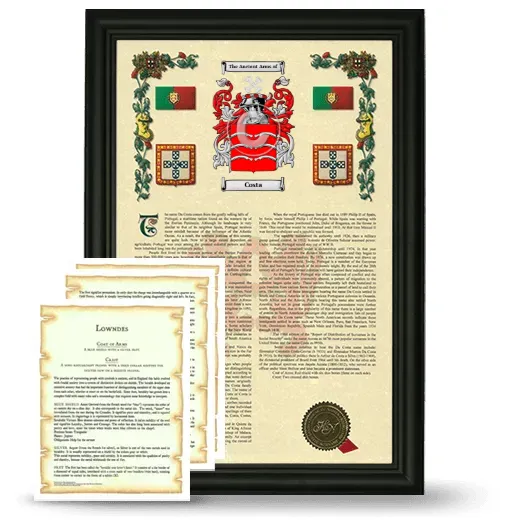 Costa Framed Armorial History and Symbolism - Black