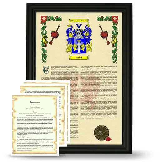 Crabil Framed Armorial History and Symbolism - Black