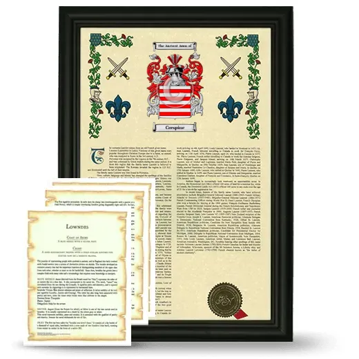 Crespine Framed Armorial History and Symbolism - Black