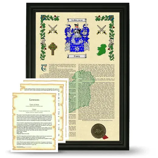 D arcy Framed Armorial History and Symbolism - Black