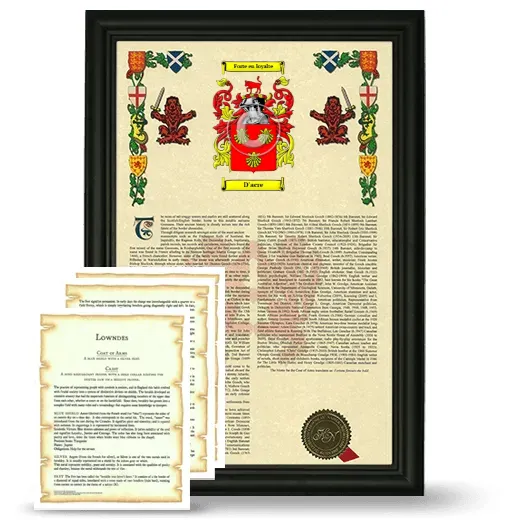 D'acre Framed Armorial History and Symbolism - Black