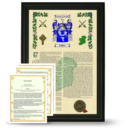 Dalphin Framed Armorial History and Symbolism - Black