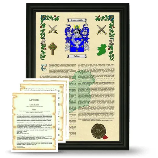 Daltyn Framed Armorial History and Symbolism - Black