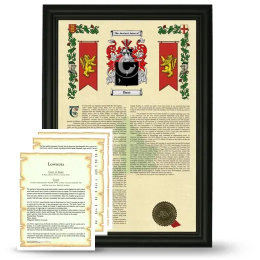 Dam Framed Armorial History and Symbolism - Black