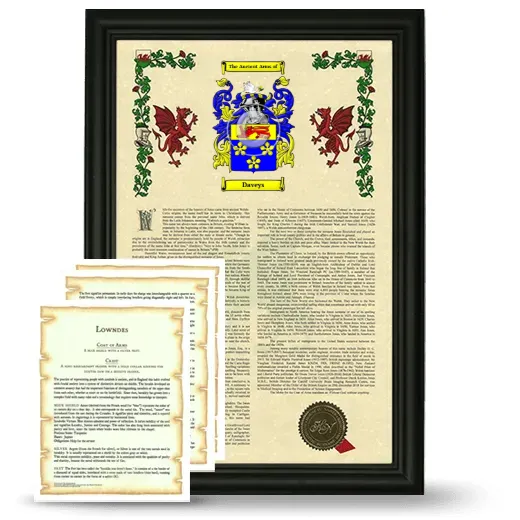Daveys Framed Armorial History and Symbolism - Black