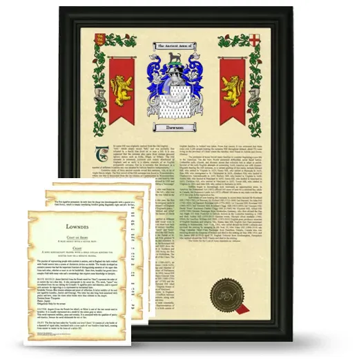 Dawson Framed Armorial History and Symbolism - Black