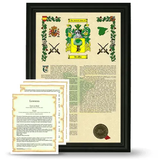 De alba Framed Armorial History and Symbolism - Black