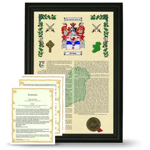 De lany Framed Armorial History and Symbolism - Black
