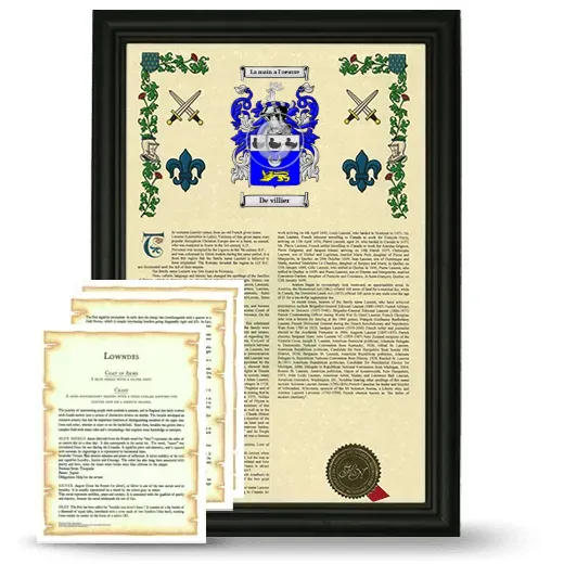 De villier Framed Armorial History and Symbolism - Black