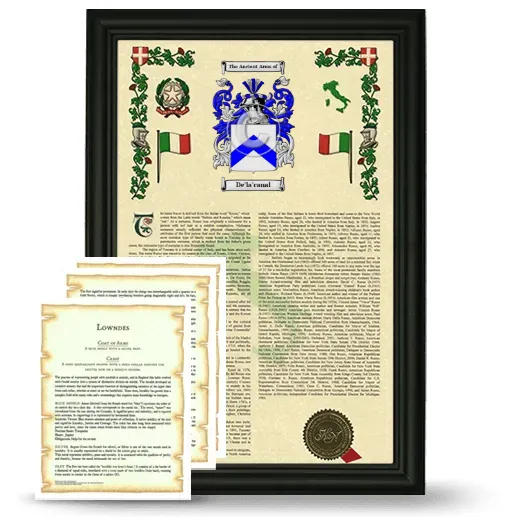 De'la'canal Framed Armorial History and Symbolism - Black