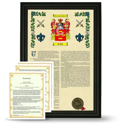 De'lisle Framed Armorial History and Symbolism - Black
