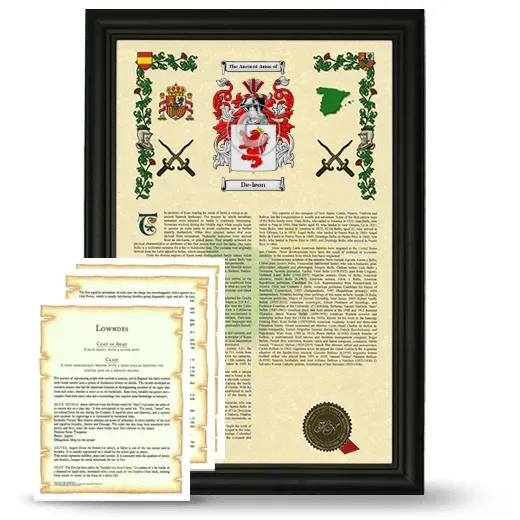 De-leon Framed Armorial History and Symbolism - Black