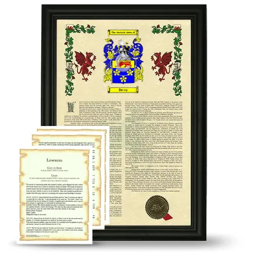 De-vy Framed Armorial History and Symbolism - Black