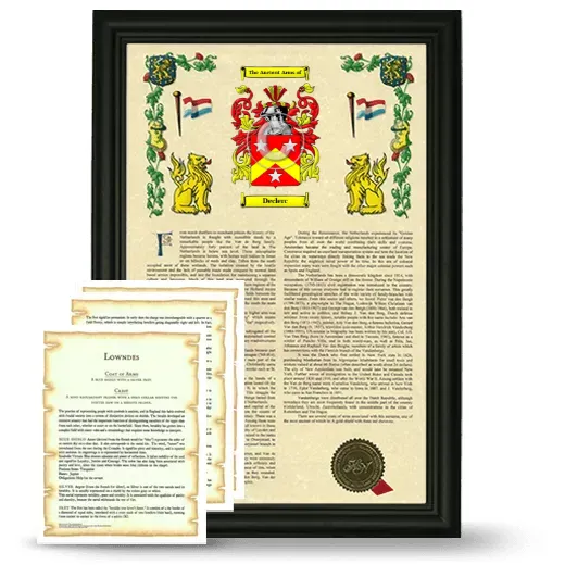 Declerc Framed Armorial History and Symbolism - Black