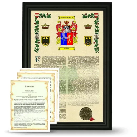 Dedric Framed Armorial History and Symbolism - Black