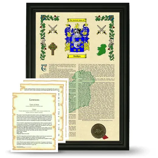 Deehyn Framed Armorial History and Symbolism - Black