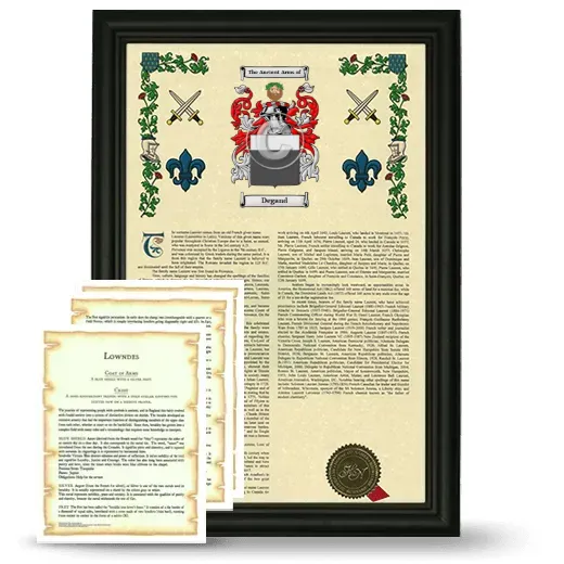 Degand Framed Armorial History and Symbolism - Black