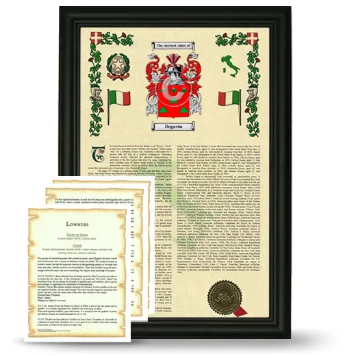 Degavio Framed Armorial History and Symbolism - Black