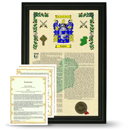 Deighint Framed Armorial History and Symbolism - Black