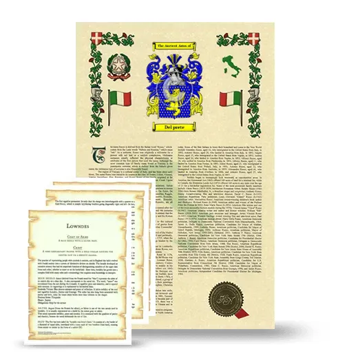 Del prete Armorial History and Symbolism package