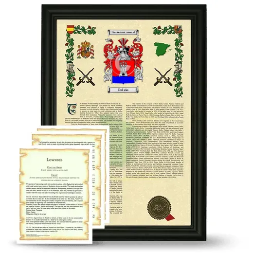 Del rio Framed Armorial History and Symbolism - Black