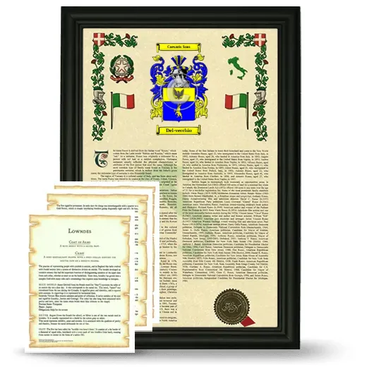 Del-vecchio Framed Armorial History and Symbolism - Black