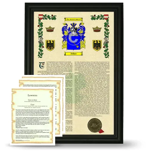 Delare Framed Armorial History and Symbolism - Black