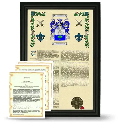 Delassureaux Framed Armorial History and Symbolism - Black